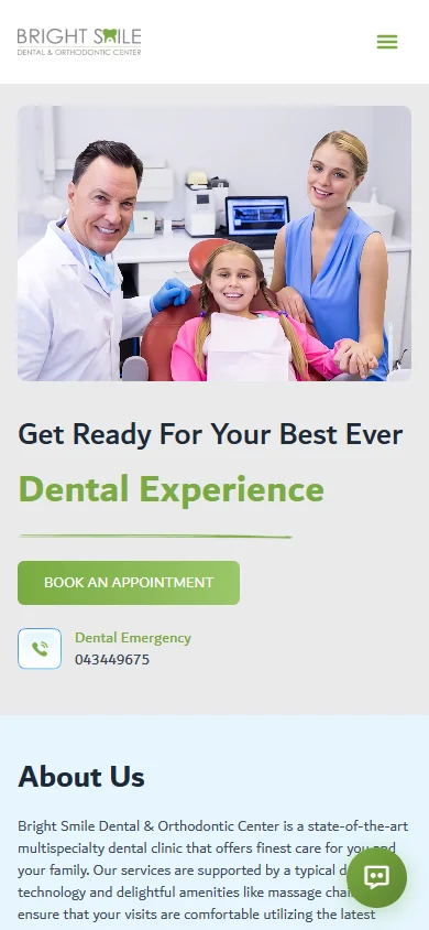 Bright Smile website mobile screenshot