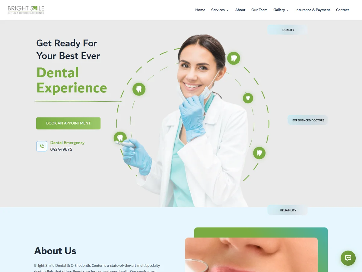 Bright Smile website desktop screenshot