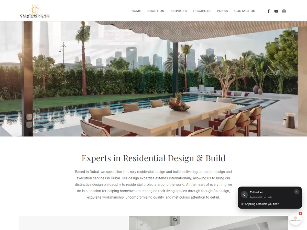Creating Homes website desktop screenshot