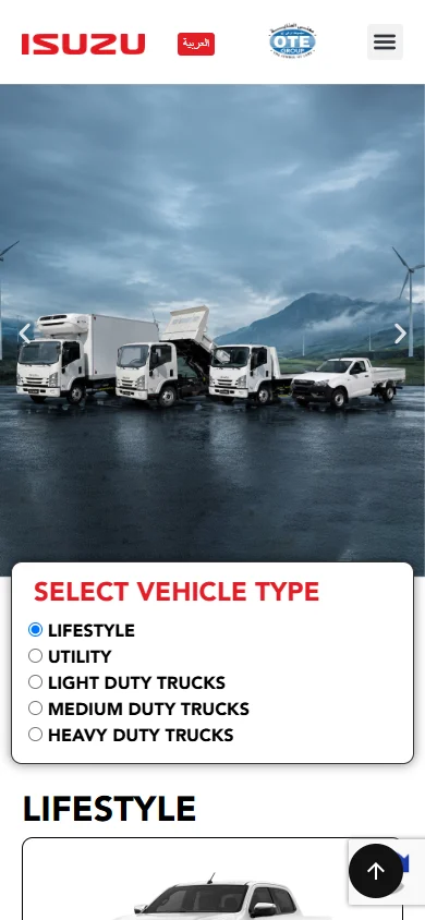 Isuzu Oman website mobile screenshot