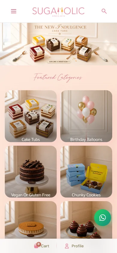 Sugaholic website mobile screenshot
