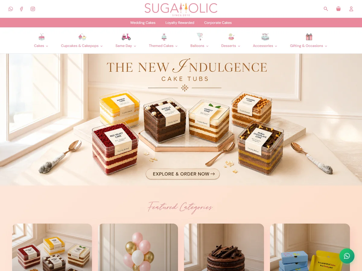 Sugaholic website desktop screenshot