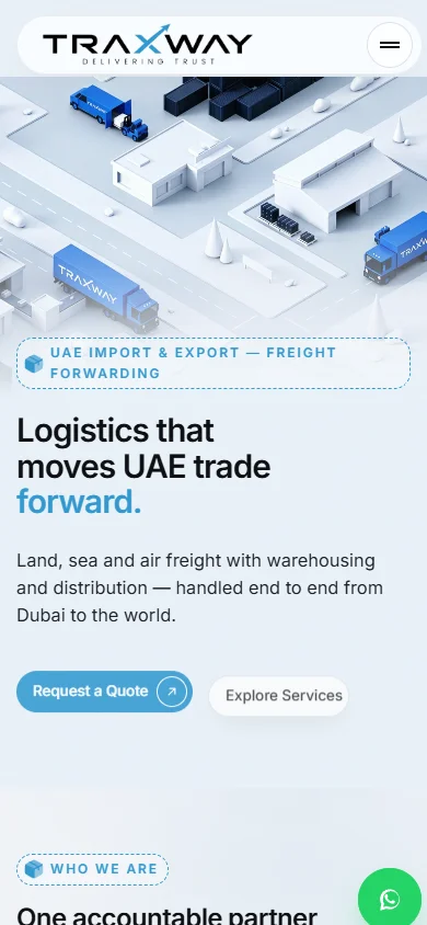 Traxway Logistics website mobile screenshot