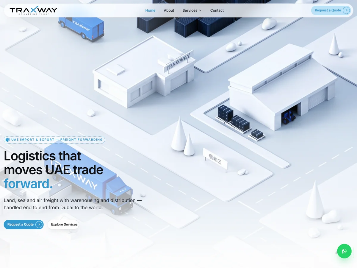 Traxway Logistics website desktop screenshot